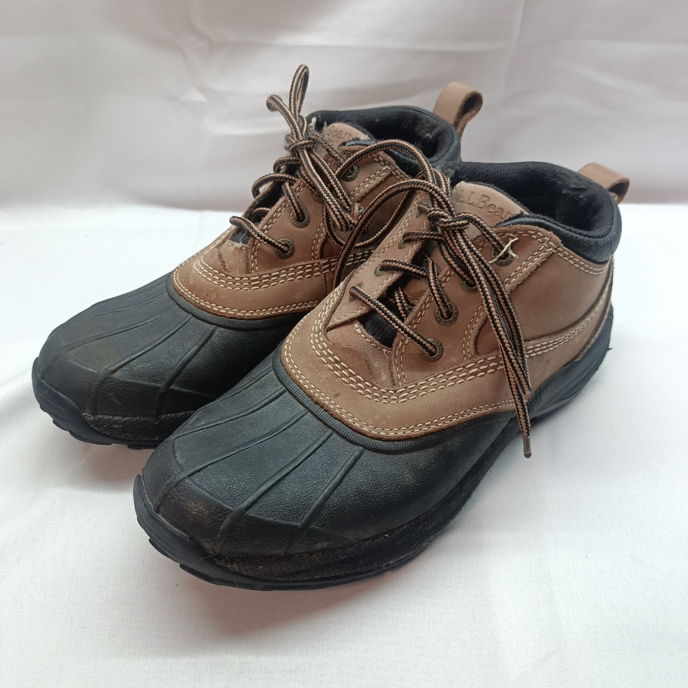 LL Bean Storm Chaser Ankle Boots Womens 8 Brown Black Leather Duck Boot Gorpcore
